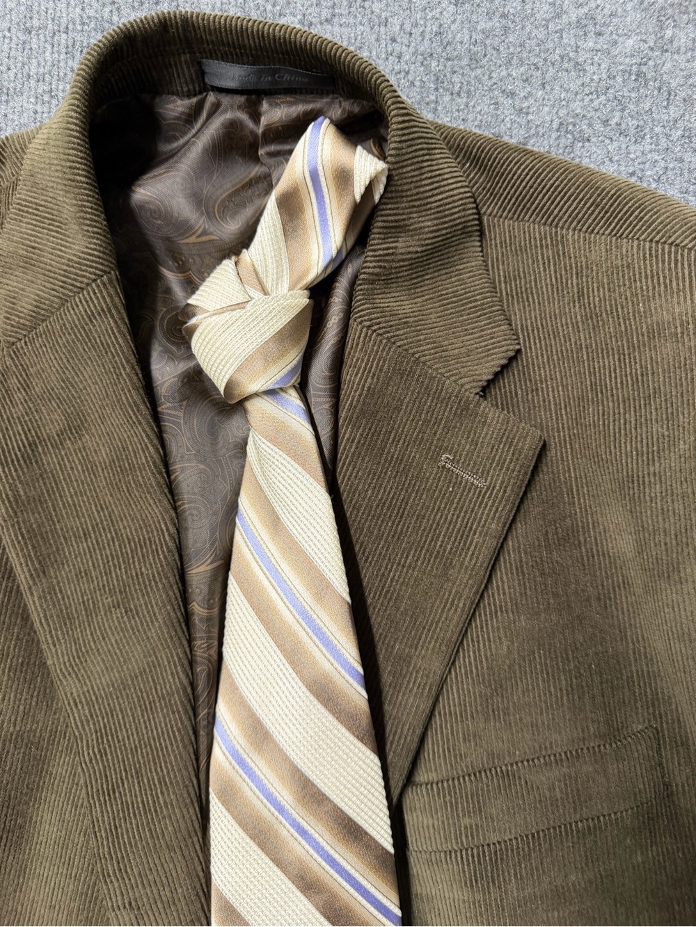 Chaps 42R Brown Corduroy Sport Coat + Ted Baker Silk Tie Bundle